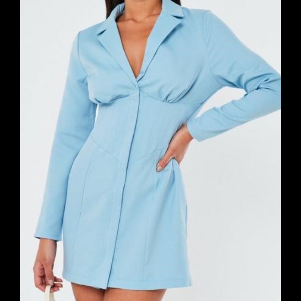 Blue corset blazer dress